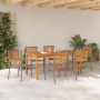 Conjunto de Comedor de Jardín de 7 Piezas Gris de Polirratán Acacia de , Sillas de jardín - Ref: Foro24-3365542, Precio: 546,...