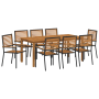 Juego de Comedor de Jardín de 9 Piezas Negro de Polirratán de Acacia de , Sillas de jardín - Ref: Foro24-3365544, Precio: 646...