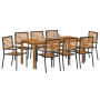 Juego de Comedor de Jardín de 9 Piezas Negro de Polirratán de Acacia de , Sillas de jardín - Ref: Foro24-3365544, Precio: 646...