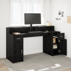 Escritorio Roble Negro 160x55x91 cm Madera Elaborada de , Escritorios - Ref: Foro24-3365615, Precio: 220,83 €, Descuento: %
