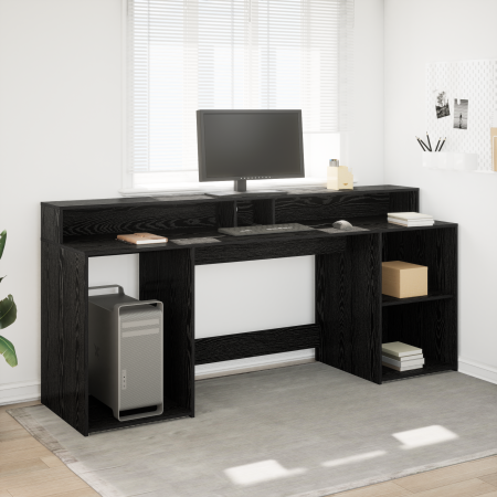 Escritorio Roble Negro 200x55x91 cm Madera Elaborada de , Escritorios - Ref: Foro24-3365616, Precio: 199,12 €, Descuento: %