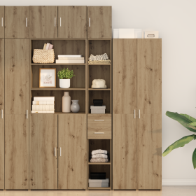 Gabinete de Almacenamiento Delgado Roble Artesanal 30x42.5x225 cm Madera Compuesta de , Aparadores - Ref: Foro24-3365641, Pre...