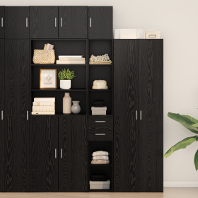 Gabinete de Almacenamiento Slim Roble Negro 30x42.5x225 cm Madera Ingienrada de , Aparadores - Ref: Foro24-3365642, Precio: 1...
