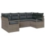 Conjunto de sofá de jardín 6 pcs Gris Poliratán