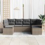 Conjunto de sofá de jardín 6 pcs Gris Poliratán