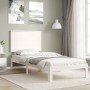 Weißer Massivholzbettrahmen mit Kopfteil 90x200 cm von vidaXL, Betten und Lattenroste - Ref: Foro24-3193647, Preis: 118,60 €,...