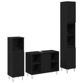 Juego de Muebles de Baño 3 piezas en Roble Negro Madera Elaborada de , Muebles de baño - Ref: Foro24-3378509, Precio: 213,67 €