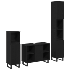 Conjunto de Muebles de Baño de 3 piezas Roble Negro Madera Tratada de , Muebles de baño - Ref: Foro24-3378512, Precio: 221,42...