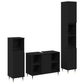 Conjunto de Muebles de Baño de 3 piezas Roble Negro Madera de Calidad de , Muebles de baño - Ref: Foro24-3378515, Precio: 219...