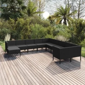 Garden furniture set 11 pieces black synthetic rattan cushions by vidaXL, Garden sets - Ref: Foro24-3094517, Price: 890,62 €,...
