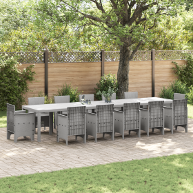 Mesa de Jardín Gris Claro 400x100x73 cm de Ratán de , Mesas de jardín - Ref: Foro24-3378531, Precio: 335,16 €, Descuento: %