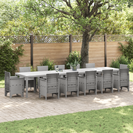 Mesa de Jardín Gris Claro 400x100x73 cm de Ratán de , Mesas de jardín - Ref: Foro24-3378531, Precio: 335,16 €, Descuento: %