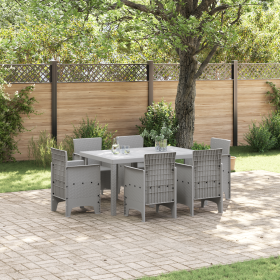 Conjunto de Comedor de Jardín de 7 Piezas Gris Claro de Poly Rattan de , Mesas de jardín - Ref: Foro24-3378567, Precio: 339,11 €
