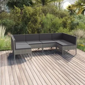 6-teiliges Gartenmöbel-Set und graue synthetische Rattankissen von vidaXL, Gartensets - Ref: Foro24-3094590, Preis: 487,69 €,...