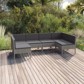 6-teiliges Gartenmöbel-Set und graue synthetische Rattankissen von vidaXL, Gartensets - Ref: Foro24-3094590, Preis: 496,62 €,...