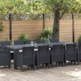 Comedor de Jardín de 13 Piezas con Cojines Antracita de Poliratán de , Mesas de jardín - Ref: Foro24-3378616, Precio: 719,39 ...
