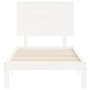 White solid wood bed frame with headboard 90x200 cm by vidaXL, Beds and slatted bases - Ref: Foro24-3193647, Price: 118,60 €,...
