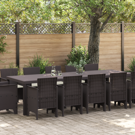 Juego de Comedor de Jardín de 13 Piezas con Cojines Marrón de Poliratán de , Mesas de jardín - Ref: Foro24-3378621, Precio: 7...