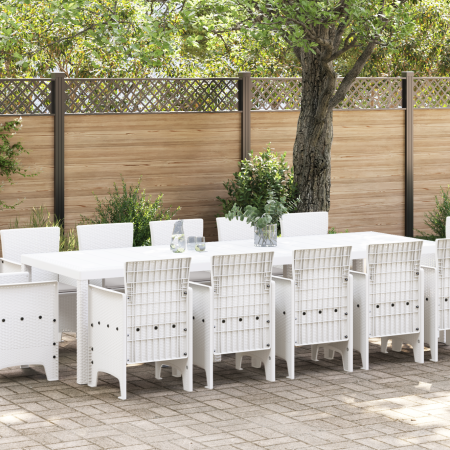 Conjunto de Comedor de Jardín de 13 Piezas con Cojines Blanco de Poliratán de , Mesas de jardín - Ref: Foro24-3378623, Precio...
