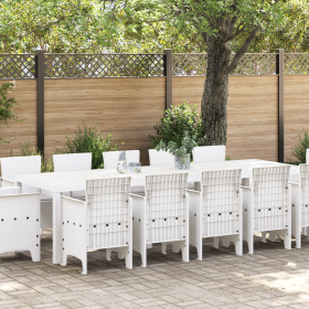 Juego de Comedor de Jardín de 13 Piezas con Cojines de Poliratán Blanco de , Mesas de jardín - Ref: Foro24-3378624, Precio: 7...