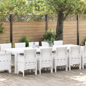 Juego de Comedor de Jardín de 13 Piezas con Cojines Poliratán Blanco de , Mesas de jardín - Ref: Foro24-3378625, Precio: 729,...