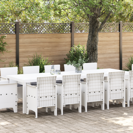 Juego de Comedor de Jardín de 13 Piezas con Cojines Poliratán Blanco de , Mesas de jardín - Ref: Foro24-3378625, Precio: 729,...