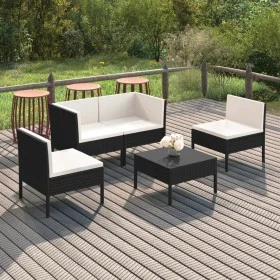 5-teiliges Gartenmöbel-Set und schwarze synthetische Rattankissen von vidaXL, Gartensets - Ref: Foro24-3094340, Preis: 423,72...