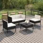 5-teiliges Gartenmöbel-Set und schwarze synthetische Rattankissen von vidaXL, Gartensets - Ref: Foro24-3094340, Preis: 423,72...