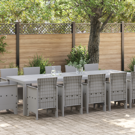 Juego de Comedor de Jardín de 13 Piezas con Cojines Gris Claro Poliratán de , Mesas de jardín - Ref: Foro24-3378628, Precio: ...