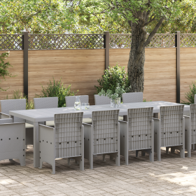 Conjunto de Comedor de Jardín de 13 Piezas con Cojines Gris Claro Poliratán de , Mesas de jardín - Ref: Foro24-3378631, Preci...