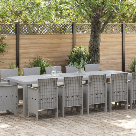 Conjunto de Comedor de Jardín de 13 Piezas con Cojines Gris Claro Poliratán de , Mesas de jardín - Ref: Foro24-3378631, Preci...