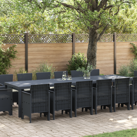 Conjunto de Comedor de Jardín de 15 Piezas con Cojines Antracita Poliratán de , Mesas de jardín - Ref: Foro24-3378636, Precio...
