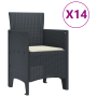 Conjunto de Comedor de Jardín de 15 Piezas con Cojines Antracita Poliratán de , Mesas de jardín - Ref: Foro24-3378636, Precio...