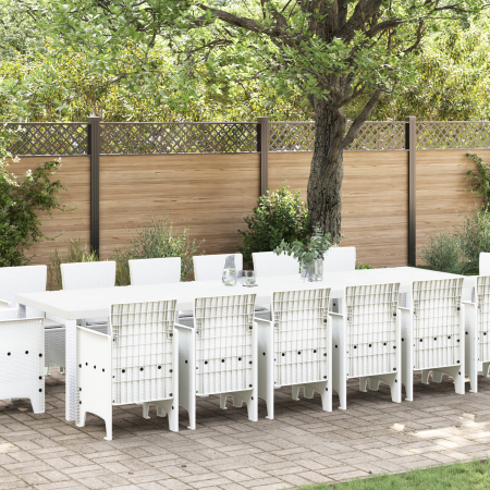 Set de Comedor de Jardín de 15 piezas con Cojines Ratán Blanco de , Mesas de jardín - Ref: Foro24-3378644, Precio: 872,11 €, ...