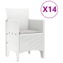 Set de Comedor de Jardín de 15 piezas con Cojines Ratán Blanco de , Mesas de jardín - Ref: Foro24-3378644, Precio: 872,11 €, ...