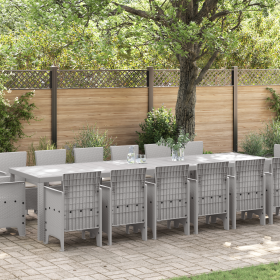 Conjunto de Comedor de Jardín de 15 Piezas con Cojines Gris Claro Poliratán de , Mesas de jardín - Ref: Foro24-3378648, Preci...