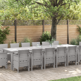 Conjunto de Comedor de Jardín 15 Piezas con Cojines Gris Claro Poliratán de , Mesas de jardín - Ref: Foro24-3378649, Precio: ...