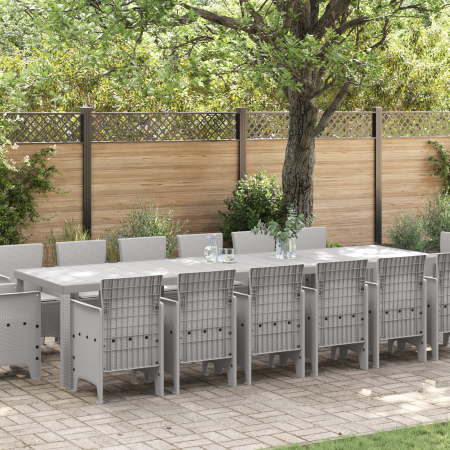 Conjunto de Comedor de Jardín 15 Piezas con Cojines Gris Claro Poliratán | Foro24.es | Tu tienda online para hogar, jardín y más Foro24.es