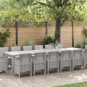 Comedor de Jardín de 15 Piezas con Cojines Gris Claro
