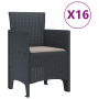Juego de Comedor de Jardín de 17 Piezas con Cojines Antracita Poliratán de , Mesas de jardín - Ref: Foro24-3378653, Precio: 9...