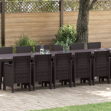 Juego de Comedor de Jardín de 17 Piezas Marrón Poliratán de , Mesas de jardín - Ref: Foro24-3378657, Precio: 912,69 €