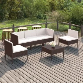 Gartenmöbel Set 6 Stück und Kissen braun synthetisches Rattan von vidaXL, Gartensets - Ref: Foro24-3094343, Preis: 416,82 €, ...