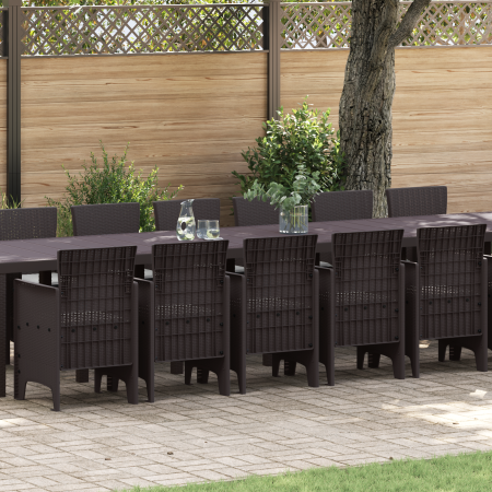 Conjunto de Comedor de Jardín de 17 Piezas con Cojines Marrón Poliratán de , Mesas de jardín - Ref: Foro24-3378659, Precio: 9...