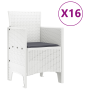 Juego de Comedor Jardín de 17 Piezas con Cojines Ratán Blanco de , Mesas de jardín - Ref: Foro24-3378665, Precio: 906,87 €