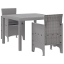 Conjunto de Comedor de Jardín de 3 Piezas con Cojines Gris Claro de Polirratán de , Mesas de jardín - Ref: Foro24-3378690, Pr...