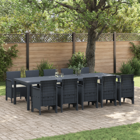 Juego de Comedor de Jardín de 11 Piezas con Cojines Antracita de Poliratán de , Mesas de jardín - Ref: Foro24-3378756, Precio...