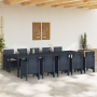Juego de Comedor de Jardín de 11 Piezas con Cojines Antracita de Poliratán de , Mesas de jardín - Ref: Foro24-3378756, Precio...