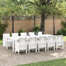 Conjunto de Comedor Jardín de 11 Piezas Rátan Sintético Blanco de , Mesas de jardín - Ref: Foro24-3378762, Precio: 674,45 €, ...