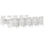 Set de Comedor de Jardín de 11 Piezas con Cojines Blanco Poliratán de , Mesas de jardín - Ref: Foro24-3378763, Precio: 704,34...