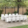 Set de Comedor de Jardín de 11 Piezas con Cojines Blanco Poliratán de , Mesas de jardín - Ref: Foro24-3378764, Precio: 703,83...